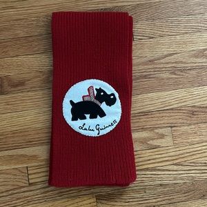 Red Lulu Guinness Wool Scarf with Scottie